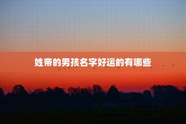 姓帝的男孩名字好运的有哪些