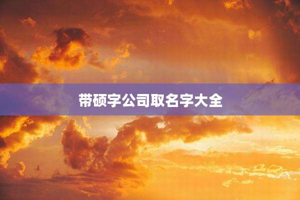 带硕字公司取名字大全