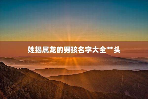 姓揭属龙的男孩名字大全艹头