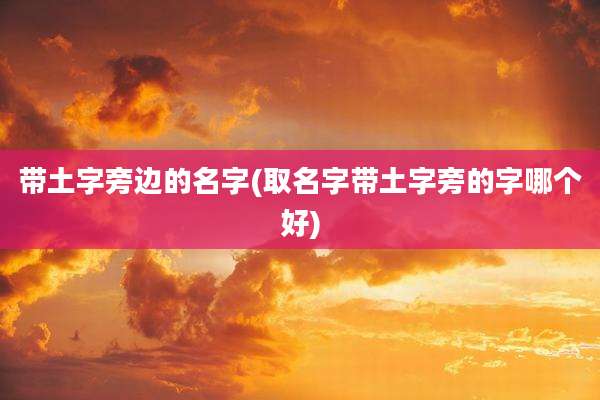 带土字旁边的名字(取名字带土字旁的字哪个好)