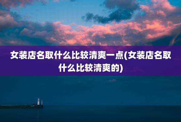 女装店名取什么比较清爽一点(女装店名取什么比较清爽的)