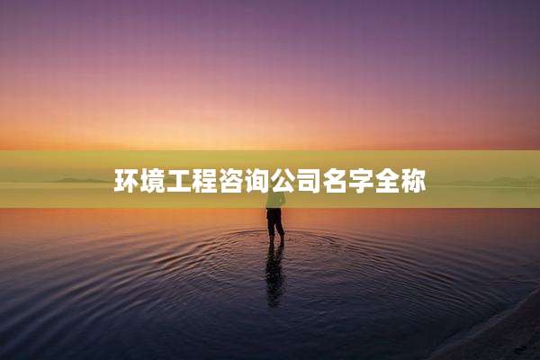 环境工程咨询公司名字全称