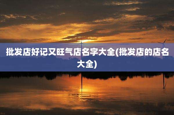 批发店好记又旺气店名字大全(批发店的店名大全)