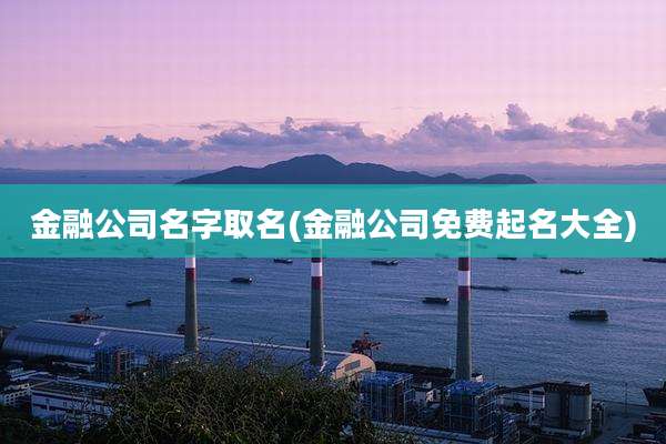 金融公司名字取名(金融公司免费起名大全)