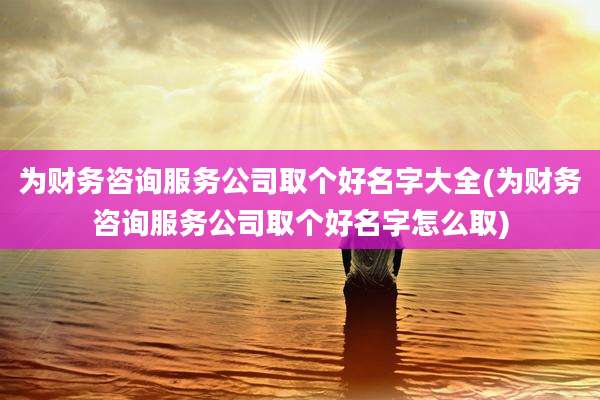 为财务咨询服务公司取个好名字大全(为财务咨询服务公司取个好名字怎么取)