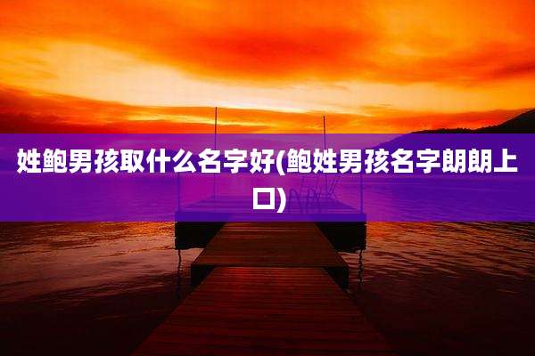 姓鲍男孩取什么名字好(鲍姓男孩名字朗朗上口)