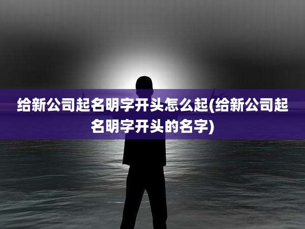 给新公司起名明字开头怎么起(给新公司起名明字开头的名字)