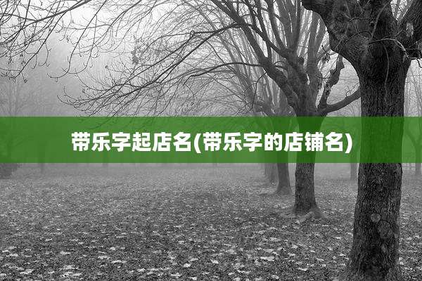 带乐字起店名(带乐字的店铺名)