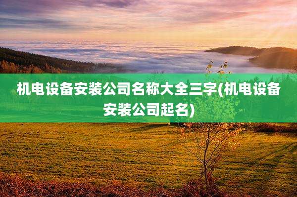 机电设备安装公司名称大全三字(机电设备安装公司起名)