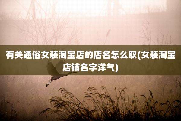 有关通俗女装淘宝店的店名怎么取(女装淘宝店铺名字洋气)