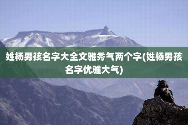 姓杨男孩名字大全文雅秀气两个字(姓杨男孩名字优雅大气)