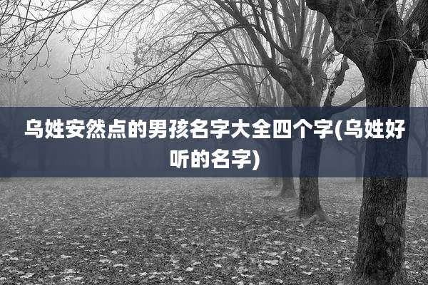 乌姓安然点的男孩名字大全四个字(乌姓好听的名字)