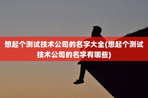 想起个测试技术公司的名字大全(想起个测试技术公司的名字有哪些)