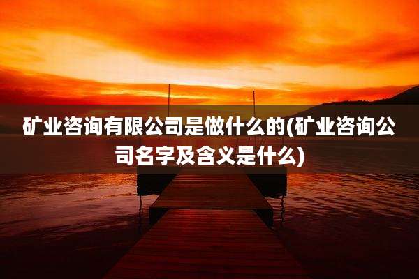 矿业咨询有限公司是做什么的(矿业咨询公司名字及含义是什么)