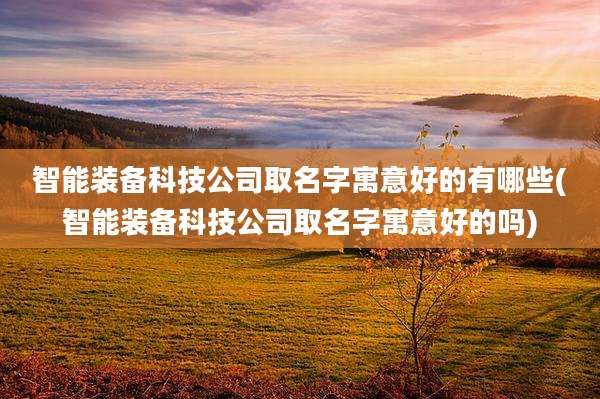 智能装备科技公司取名字寓意好的有哪些(智能装备科技公司取名字寓意好的吗)