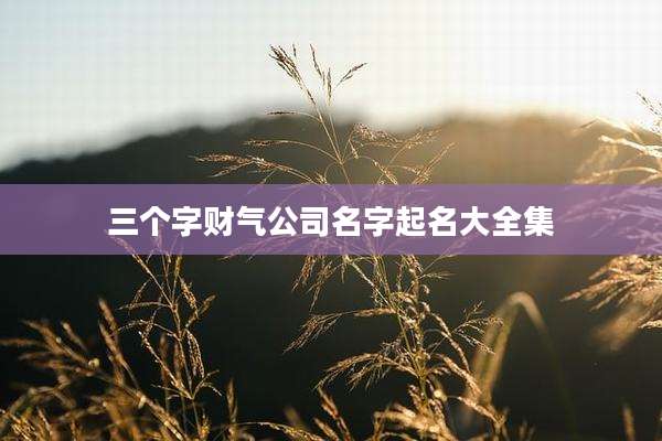 三个字财气公司名字起名大全集