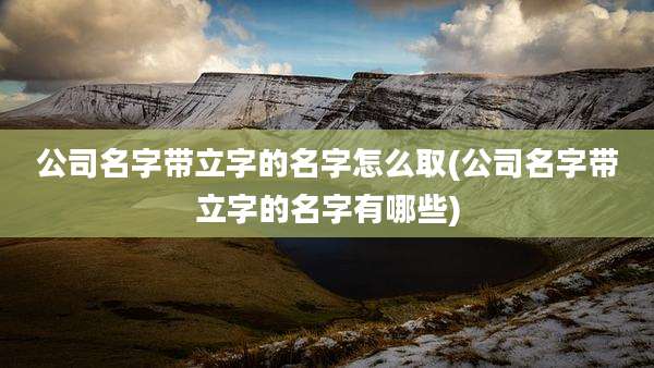 公司名字带立字的名字怎么取(公司名字带立字的名字有哪些)