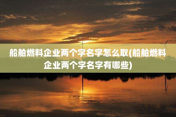 船舶燃料企业两个字名字怎么取(船舶燃料企业两个字名字有哪些)