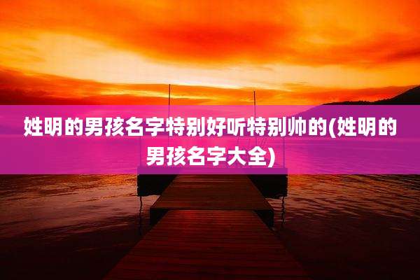 姓明的男孩名字特别好听特别帅的(姓明的男孩名字大全)