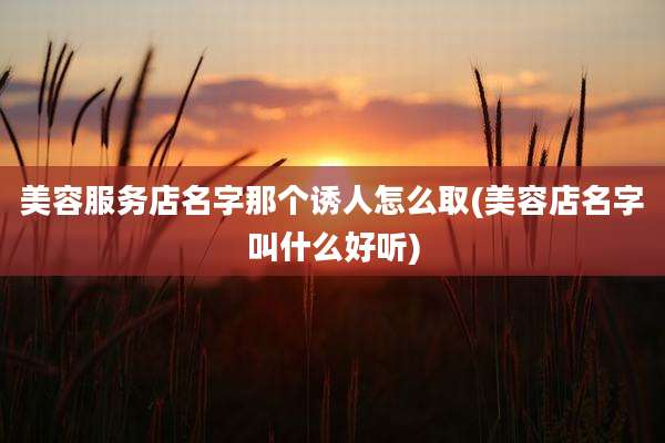 美容服务店名字那个诱人怎么取(美容店名字叫什么好听)