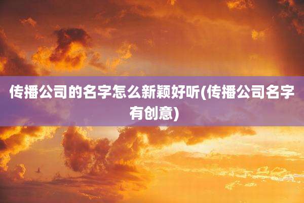 传播公司的名字怎么新颖好听(传播公司名字 有创意)