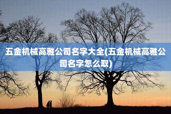 五金机械高雅公司名字大全(五金机械高雅公司名字怎么取)