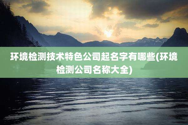 环境检测技术特色公司起名字有哪些(环境检测公司名称大全)