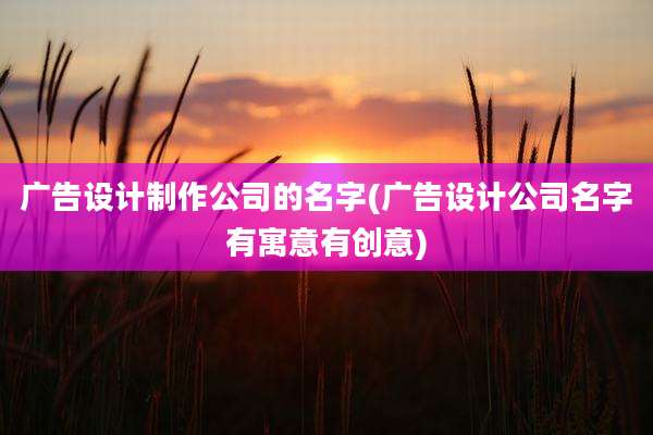 广告设计制作公司的名字(广告设计公司名字有寓意有创意)