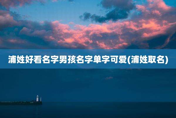 浦姓好看名字男孩名字单字可爱(浦姓取名)