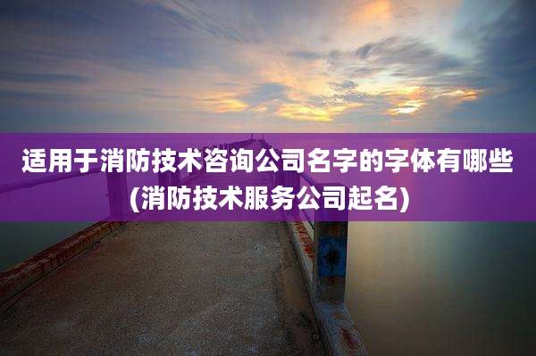 适用于消防技术咨询公司名字的字体有哪些(消防技术服务公司起名)