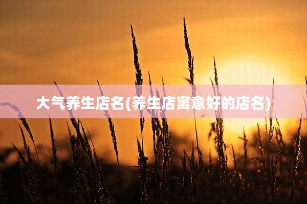 大气养生店名(养生店寓意好的店名)