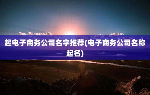 起电子商务公司名字推荐(电子商务公司名称起名)