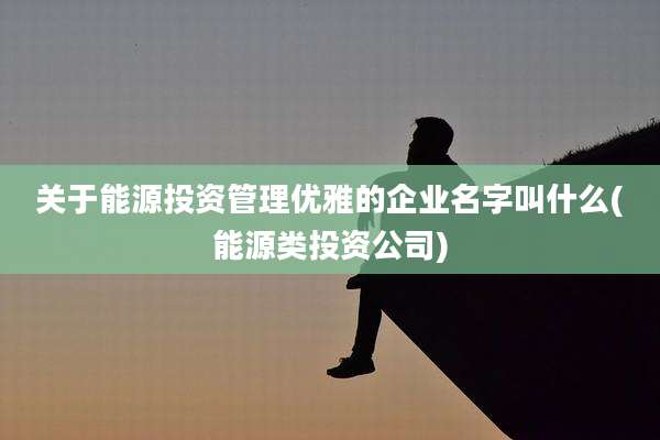 关于能源投资管理优雅的企业名字叫什么(能源类投资公司)