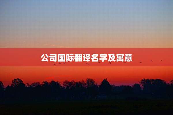 公司国际翻译名字及寓意