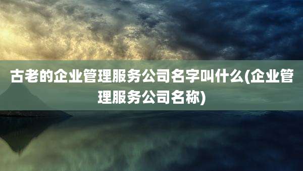 古老的企业管理服务公司名字叫什么(企业管理服务公司名称)