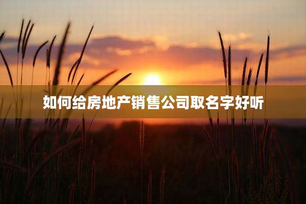 如何给房地产销售公司取名字好听