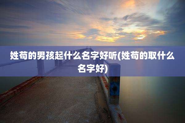姓苟的男孩起什么名字好听(姓苟的取什么名字好)