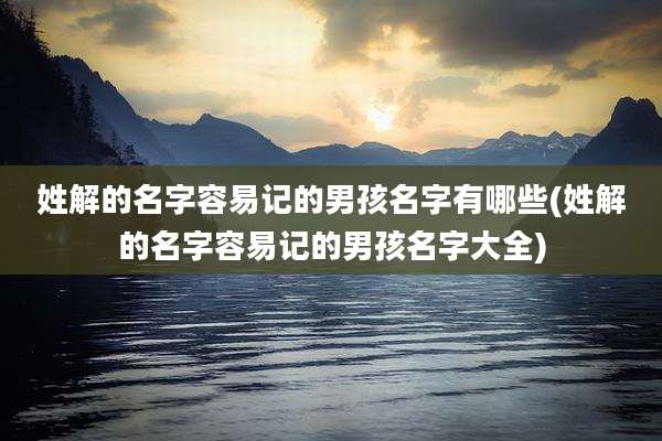 姓解的名字容易记的男孩名字有哪些(姓解的名字容易记的男孩名字大全)