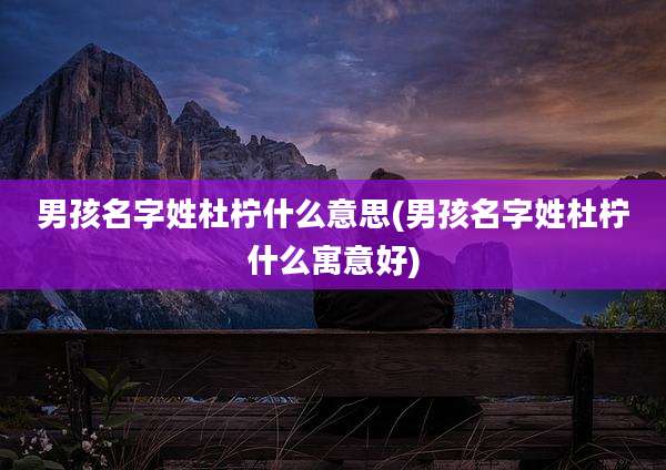 男孩名字姓杜柠什么意思(男孩名字姓杜柠什么寓意好)