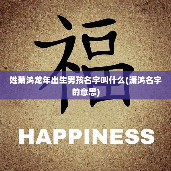 姓萧鸿龙年出生男孩名字叫什么(潇鸿名字的意思)