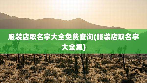 服装店取名字大全免费查询(服装店取名字大全集)