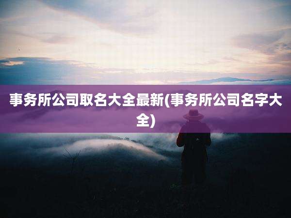 事务所公司取名大全最新(事务所公司名字大全)