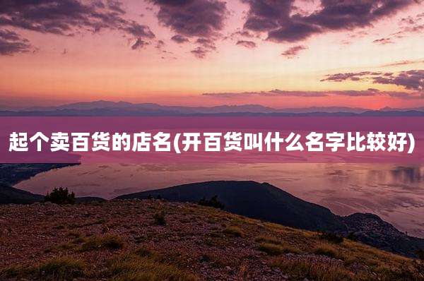 起个卖百货的店名(开百货叫什么名字比较好)