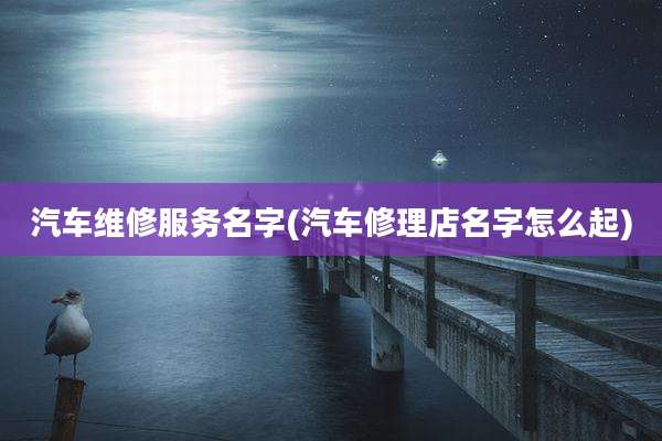 汽车维修服务名字(汽车修理店名字怎么起)