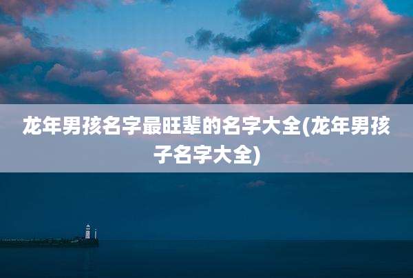 龙年男孩名字最旺辈的名字大全(龙年男孩子名字大全)