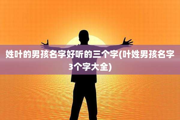 姓叶的男孩名字好听的三个字(叶姓男孩名字3个字大全)