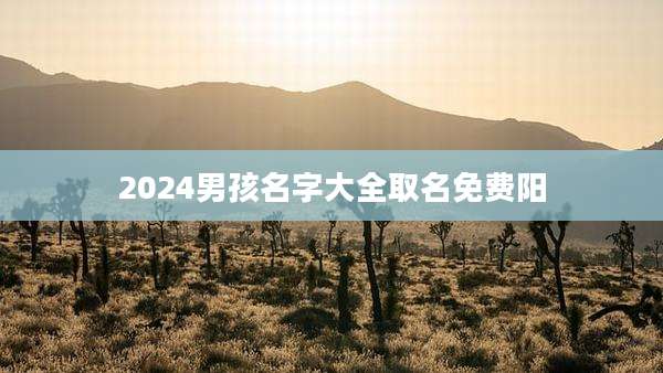 2024男孩名字大全取名免费阳