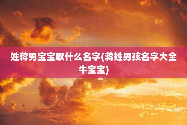 姓蒋男宝宝取什么名字(蒋姓男孩名字大全牛宝宝)