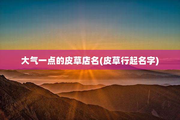 大气一点的皮草店名(皮草行起名字)