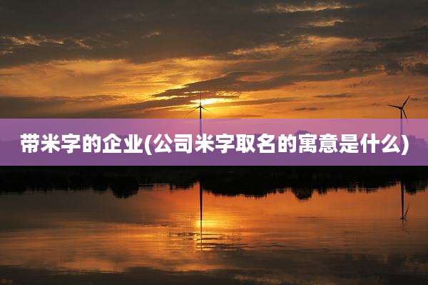 带米字的企业(公司米字取名的寓意是什么)